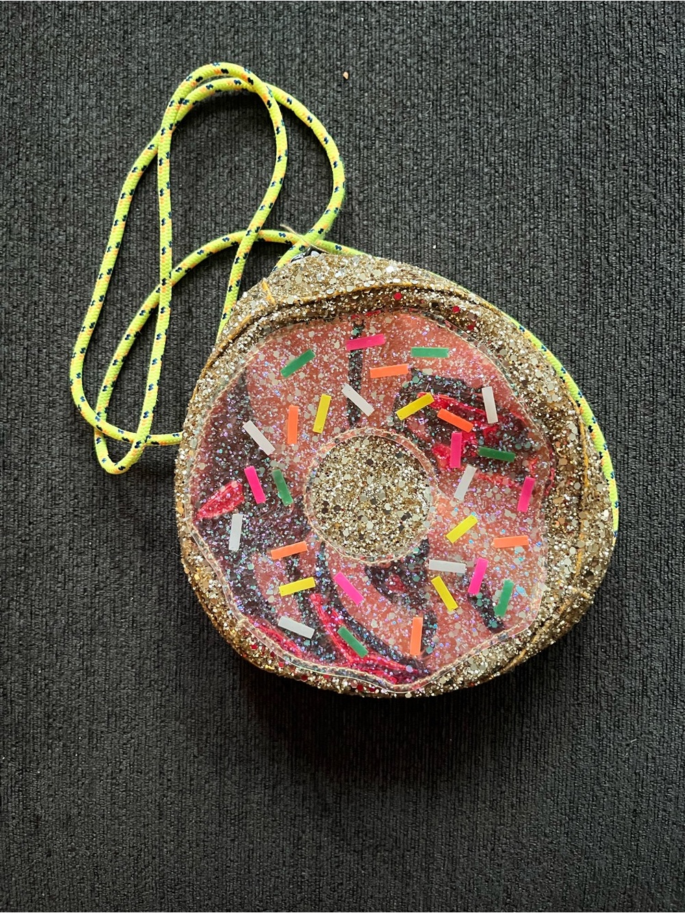 Crewcuts Gold Glitter Donut Crossbody Bag with Multicolor Sprinkles